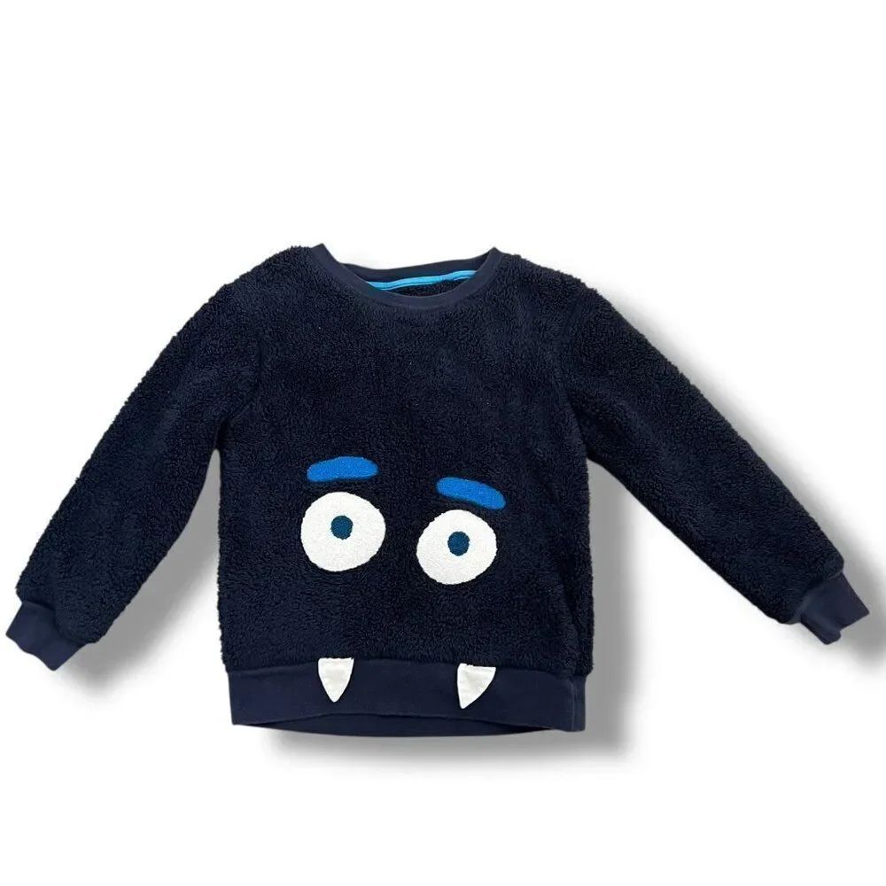 Mini Boden Navy Blue Monster Fleece Sweatshirt Size 5-6Y